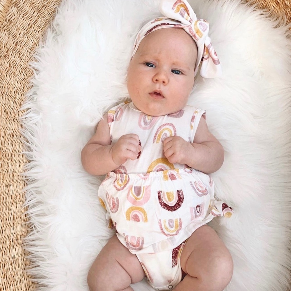 Rainbow Sleeveless Skirted Bodysuit
